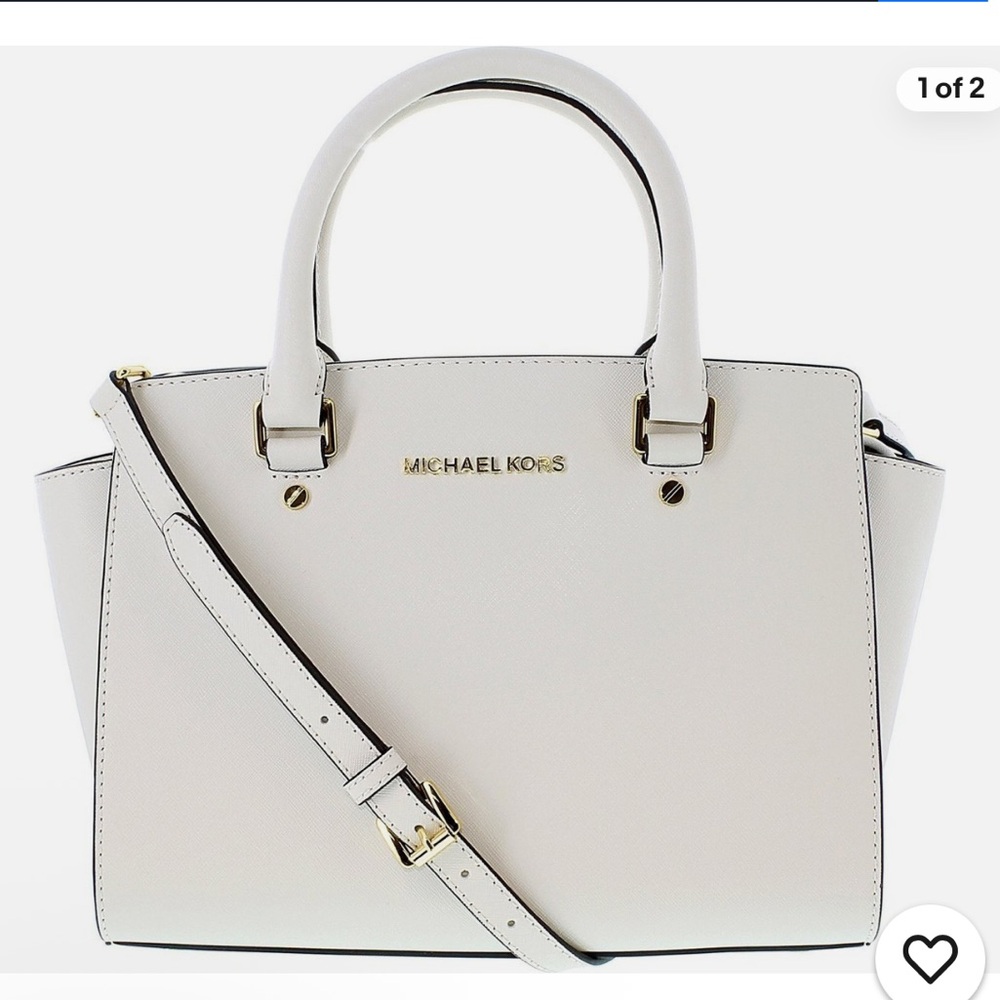 Michael Kors cream Selma medium Leather Satchel